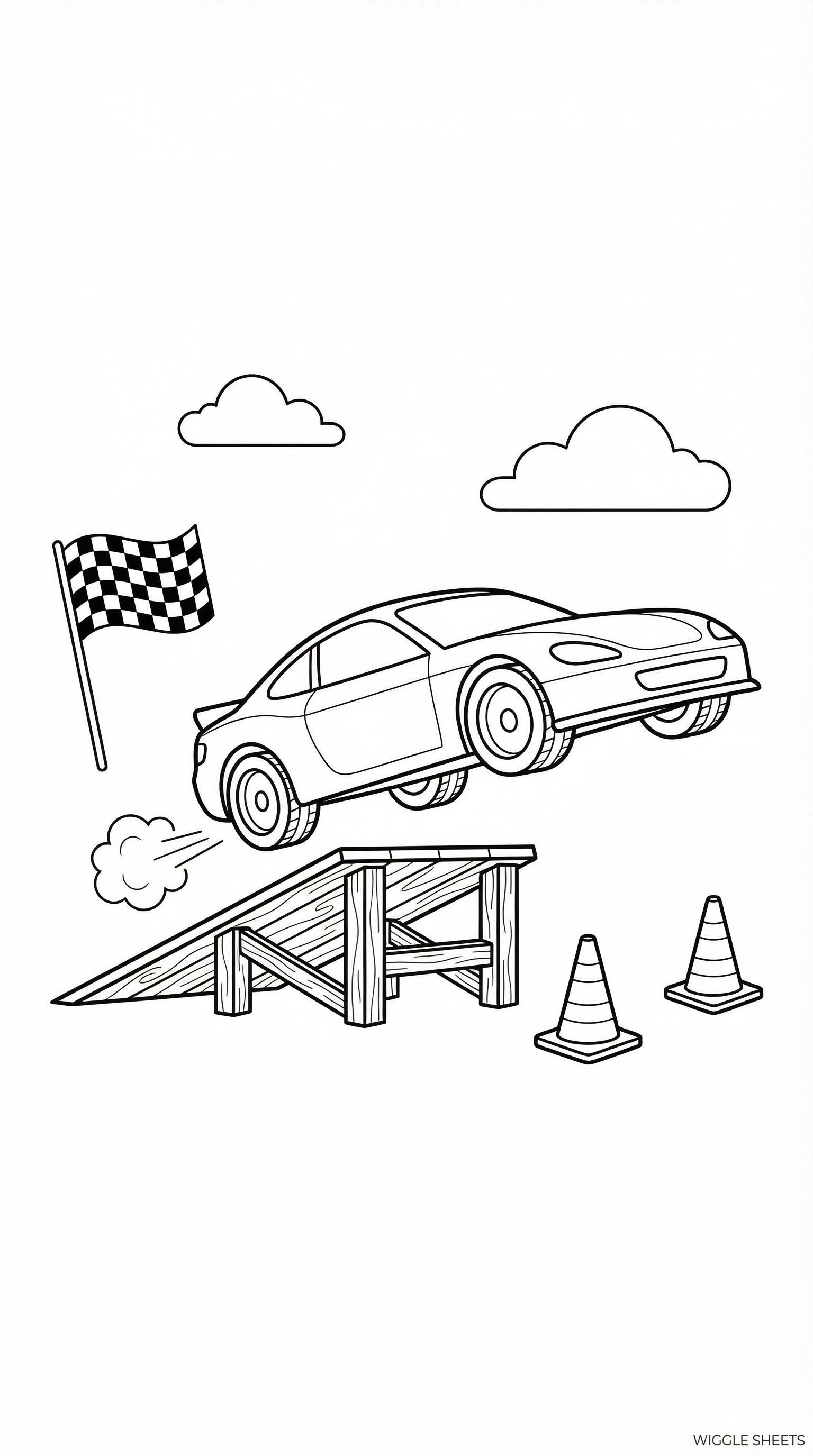 Race Car Jump Coloring Page